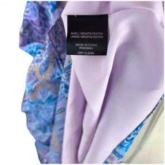 NWT Sam Edelman Summer Paisley Ruffled Midi | Blue Multi Asymmetrical Hem | Sz 4 - Picture 15 of 15